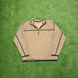 Vintage Old Navy Quarter Zip Fleece Pullover Tan Brown Size L